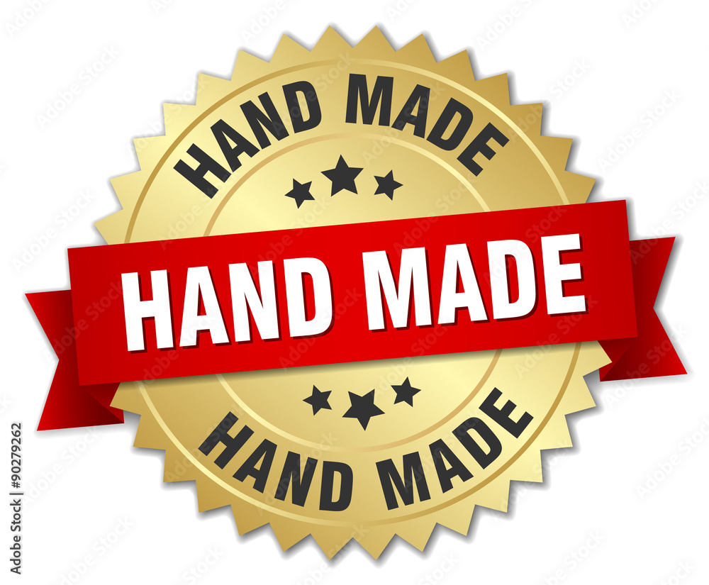 hand made 3d gold badge with red ribbon hand made 3d gold badge with red ribbon