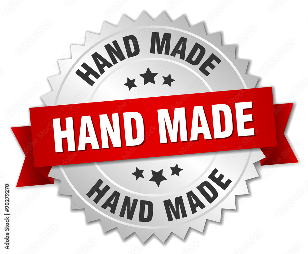 hand made 3d silver badge with red ribbon hand made 3d silver badge with red ribbon