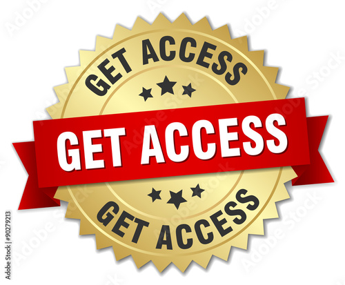 get access 3d gold badge with red ribbon