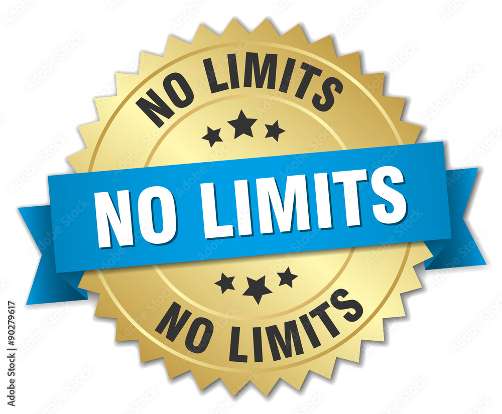 no limits 3d gold badge with blue ribbon no limits 3d gold badge with blue ribbon