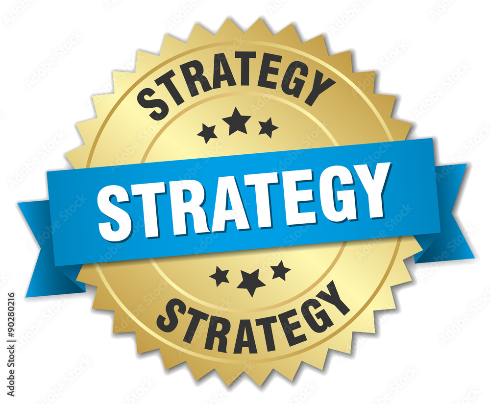 strategy 3d gold badge with blue ribbon strategy 3d gold badge with blue ribbon