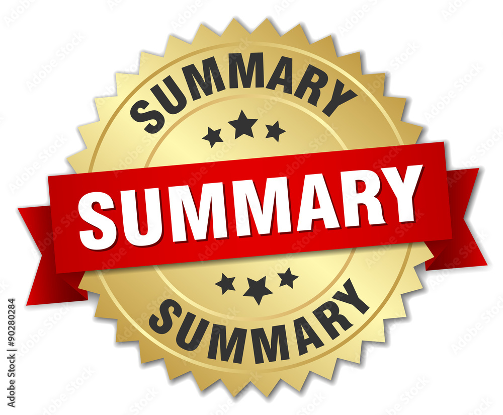 summary 3d gold badge with red ribbon summary 3d gold badge with red ribbon