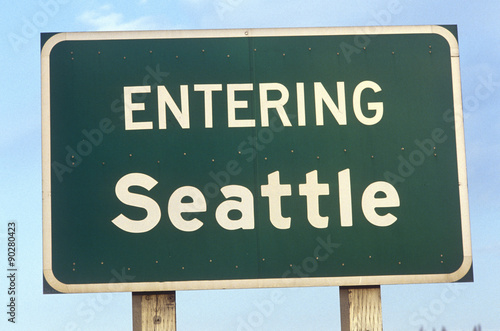 Sign at entrance to Seattle, WA