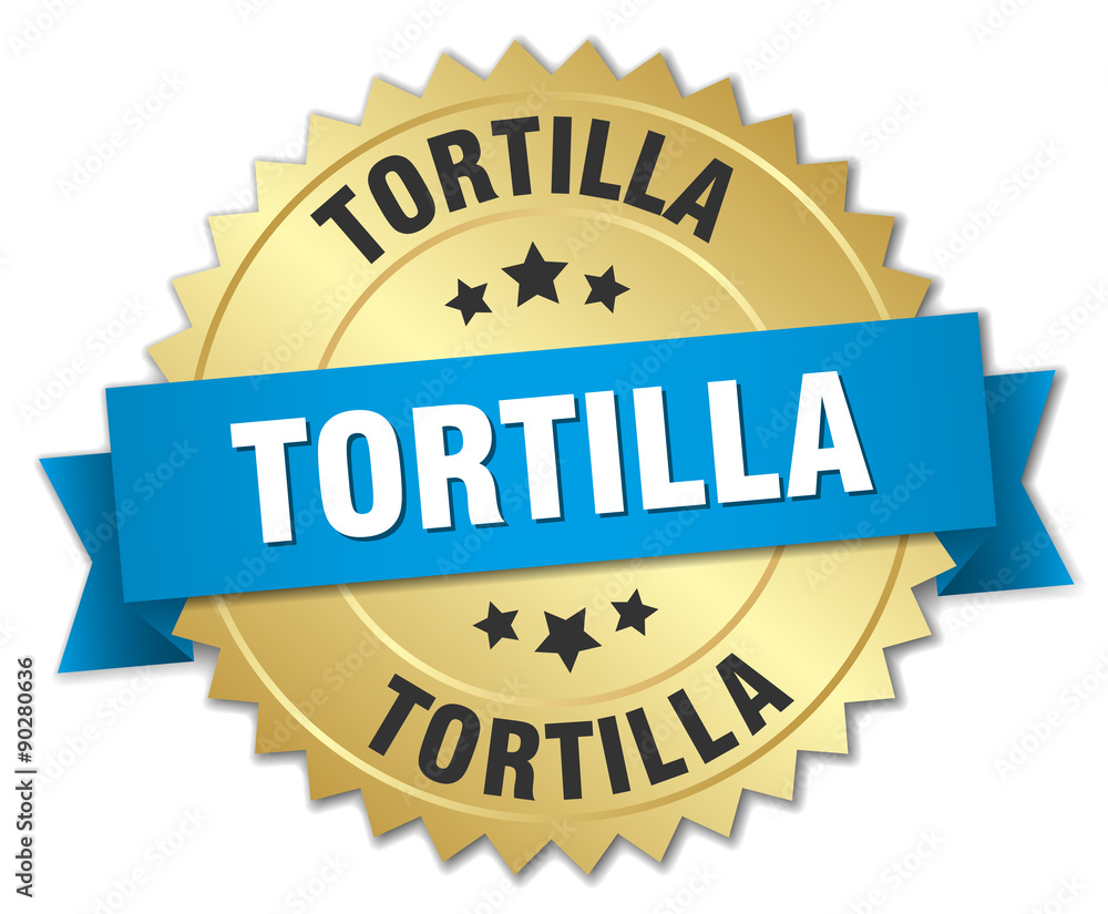 tortilla 3d gold badge with blue ribbon tortilla 3d gold badge with blue ribbon