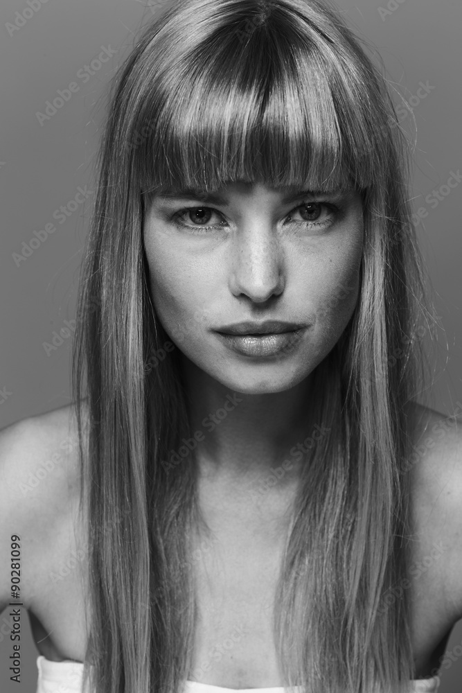 Dramatic portrait of beautiful woman in studio Dramatic portrait of beautiful woman in studio