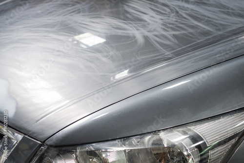 Car paint repair series   Damaged hood 
