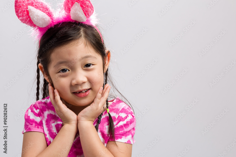 Kid with Bunny Ears Background / Kid with Bunny Ears / Kid with Bunny Ears on Isolated White Background Kid with Bunny Ears Background / Kid with Bunny Ears / Kid with Bunny Ears on Isolated White Background