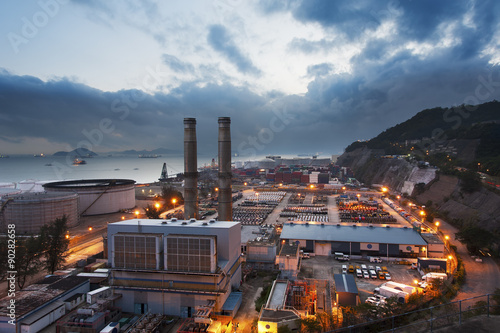 Power station at dusk photo