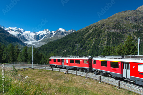 Swiss mountain train Bernina Express crossed Alps © michelangeloop