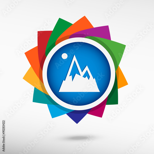 Mountain icon color icon, vector illustration