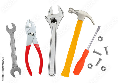 Wallpaper Mural Hammer, screwdriver and wrenches isolated on white Torontodigital.ca