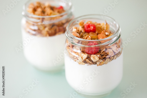 delicious and healthy yogurt with granola