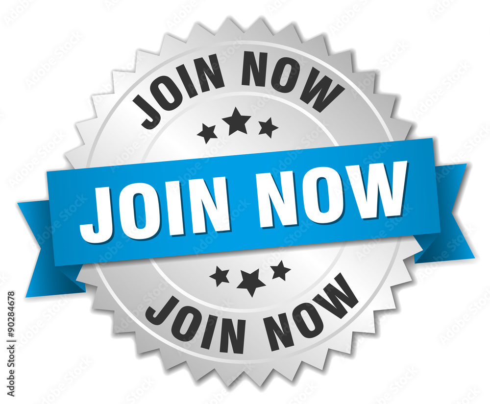 join now 3d silver badge with blue ribbon join now 3d silver badge with blue ribbon