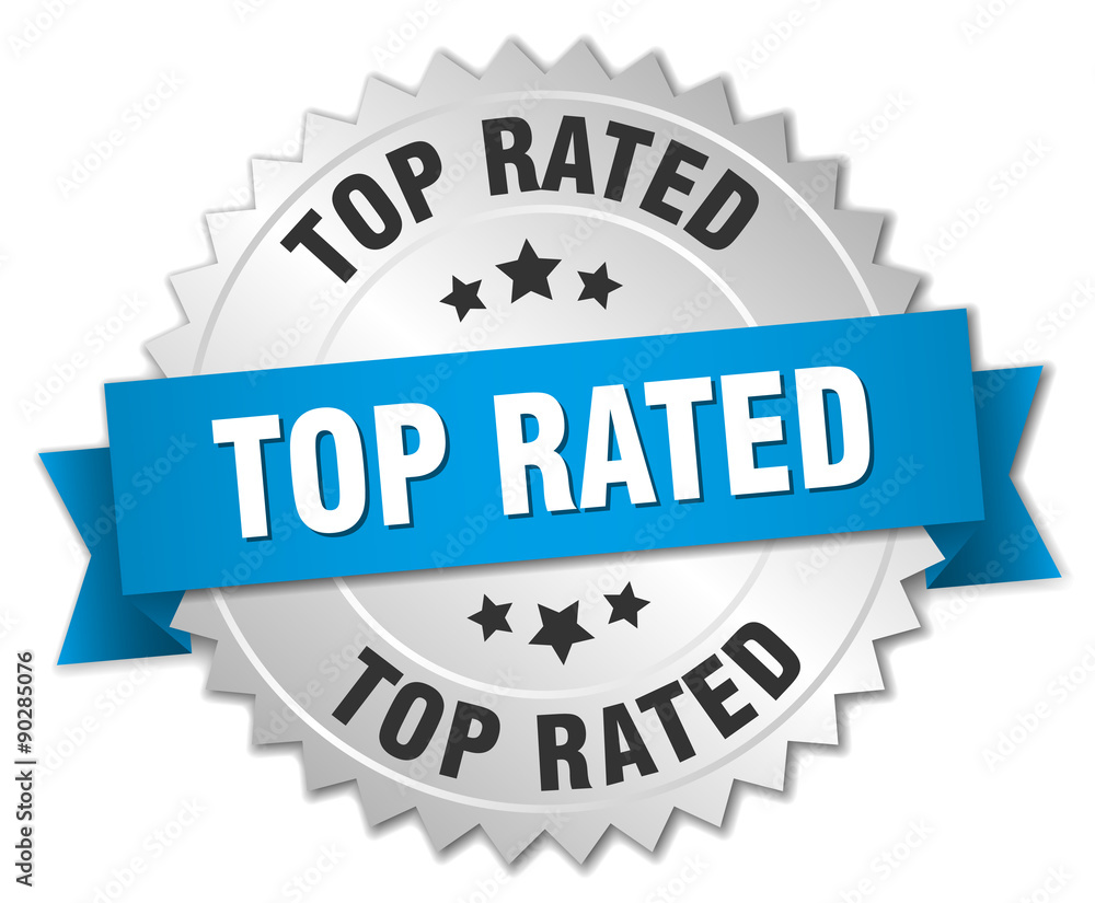 top rated 3d silver badge with blue ribbon top rated 3d silver badge with blue ribbon