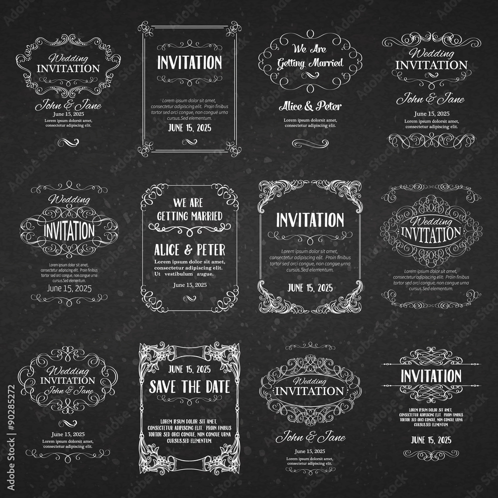 Set of templates with banners vintage design elements