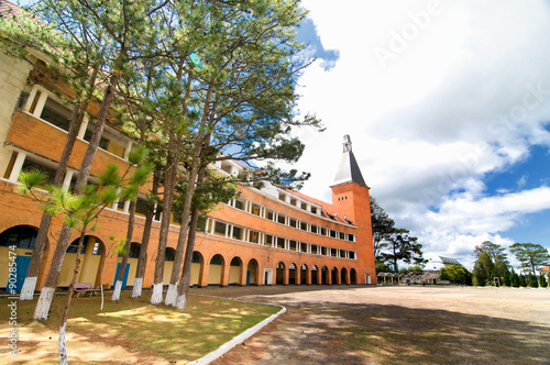 Schools or Teacher College of Dalat the architecture that considered as one of the most unique architecture of 1000's 20th - century building by the UIA. In Dalat city, Vietnam.