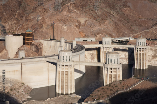 Boulder City, Hoover Dam (formerly Boulder dam) and Lake Mead is in the Black Canyon of the Colorado River on the border of Arizona and Nevada, it was build between 1931 and 1937.