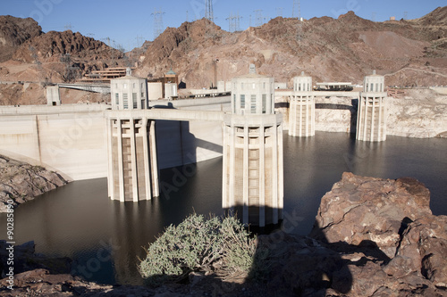Boulder City, Hoover Dam (formerly Boulder dam) and Lake Mead is in the Black Canyon of the Colorado River on the border of Arizona and Nevada, it was build between 1931 and 1942.