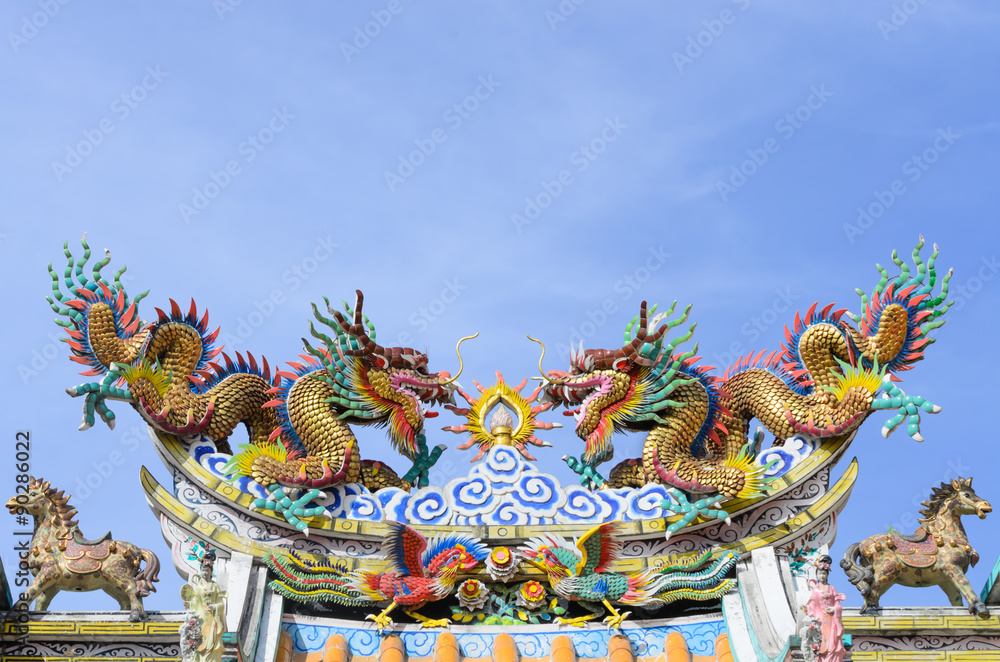 Chinese Dragon and blue sky. Chinese Dragon and blue sky.