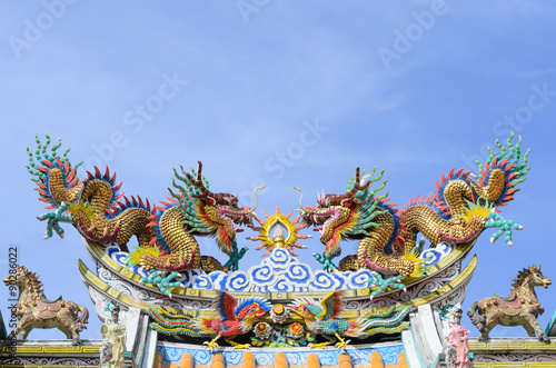 Chinese Dragon and blue sky.