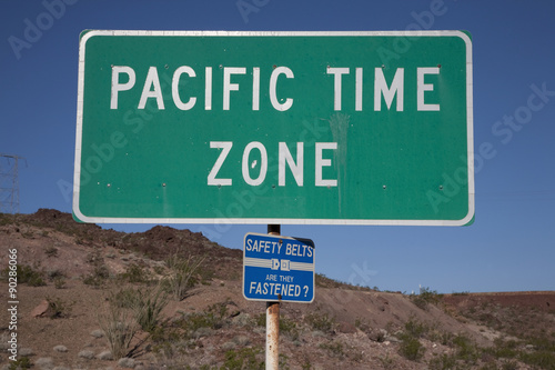 Pacific Time Zone Road sign.