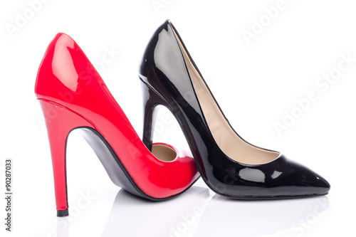 Black and red high heel shoes