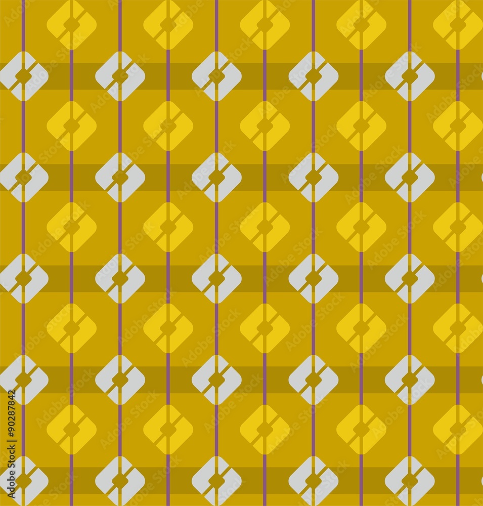 Yellow, gold, seamless pattern, squares, stripes, geometric, multi-color. 