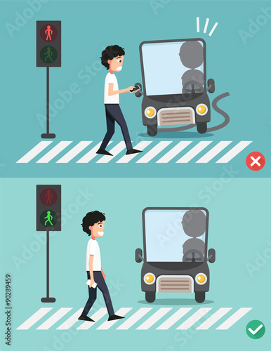 watch your step.men on the crosswalk