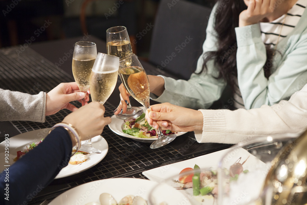 Women are toast with champagne Women are toast with champagne