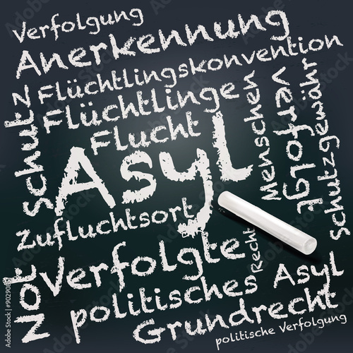 Tafel und Kreide mit Asyl