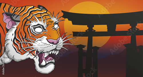 Fototapeta Naklejka Na Ścianę i Meble -  oritntal tiger landscape