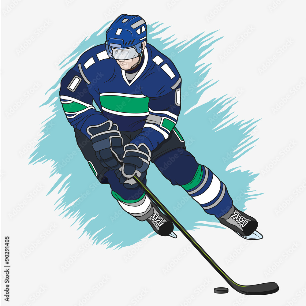 Fototapeta premium ice hockey player blue