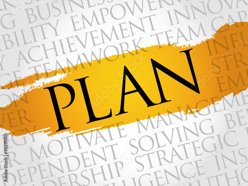 Plan word cloud, business concept
