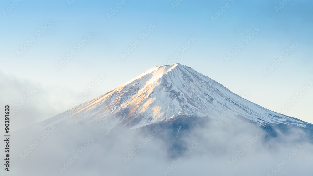Mount fuji in the morning at kawaguchiko japan