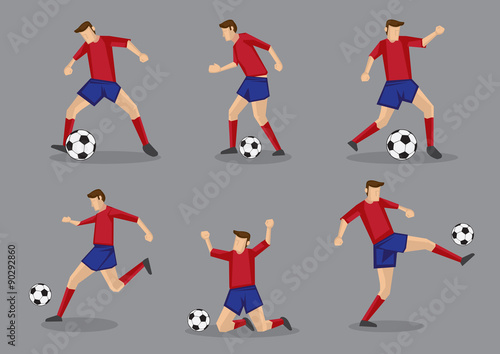 Soccer Player Passing and Dribbling Vector Icon Set
