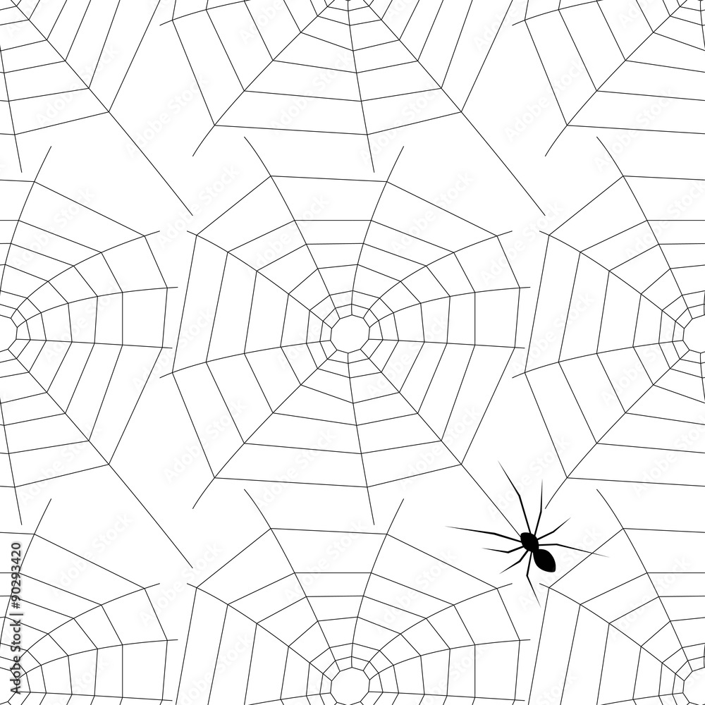 Vector seamless texture. Modern abstract background. Repeated fragment spider on the web.
