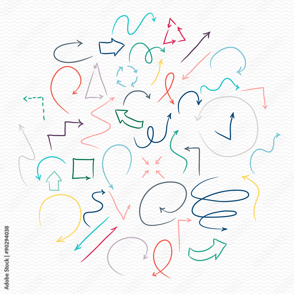 Hand drawn vector arrow collection.