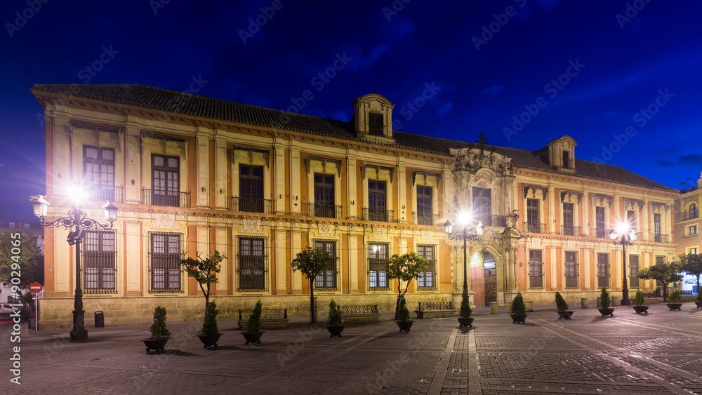 Evening view of Archbishop's Palace of Seville