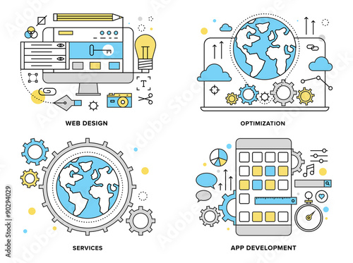 Web services flat line illustration
