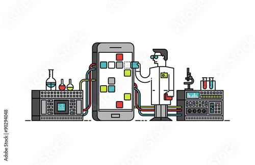 App research process line style illustration