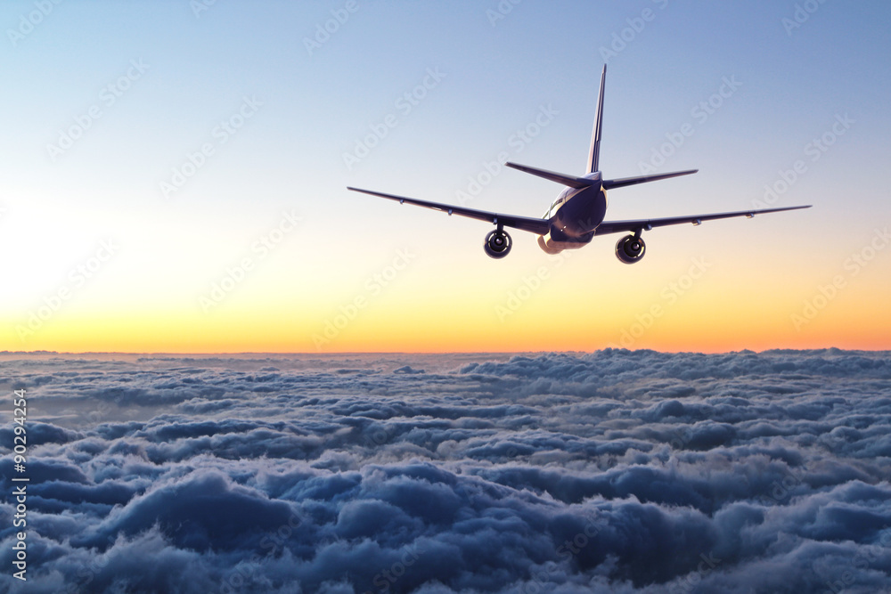 Plane Flying Away In The Sky Stock Photo Adobe Stock