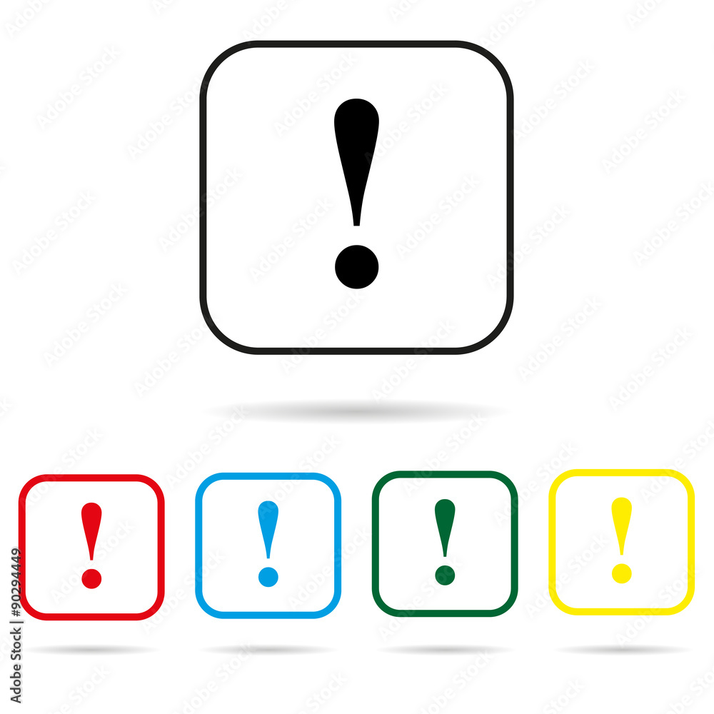 Exclamation mark in different colored circles Exclamation mark in different colored circles