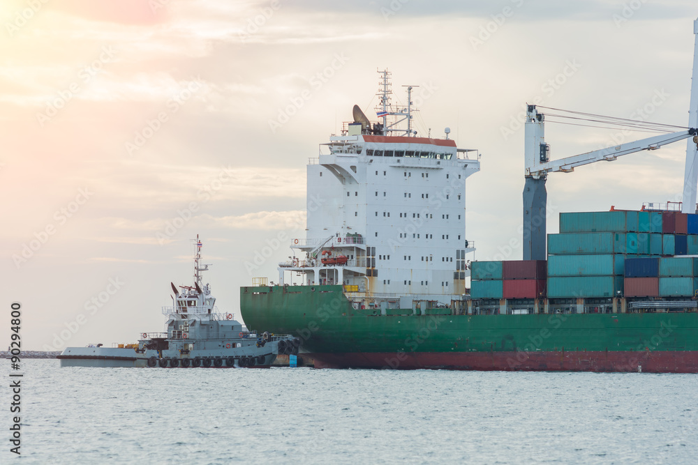 Naklejka premium Industrial Container Cargo freight ship