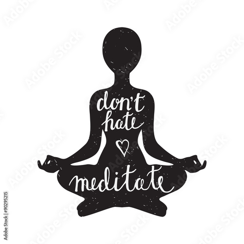 Meditation silhouette with quote