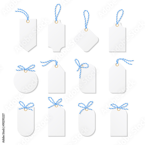 Tags and labels with bakers twine bows ribbons