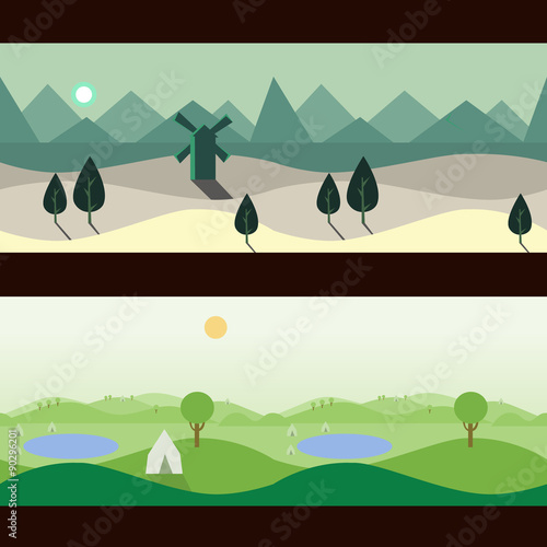 Background Seamless scenery seasons and landscapes, vector 