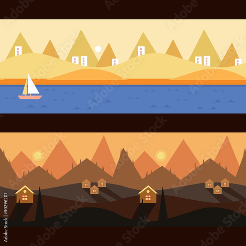 Background Seamless scenery seasons and landscapes  vector 