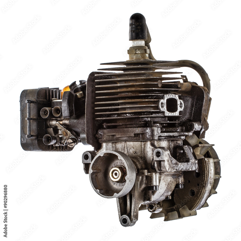 Old gasoline engine, isolated on white background Old gasoline engine, isolated on white background