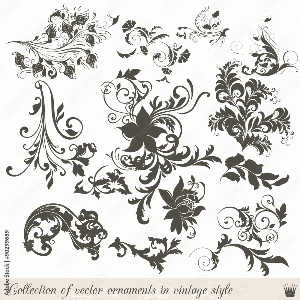 Set of vector calligraphic elements and page decorations Set of vector calligraphic elements and page decorations