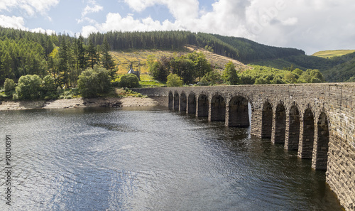 The bridge at Garreg Ddu, the submerged dam, Elan Valley, Wales, UK